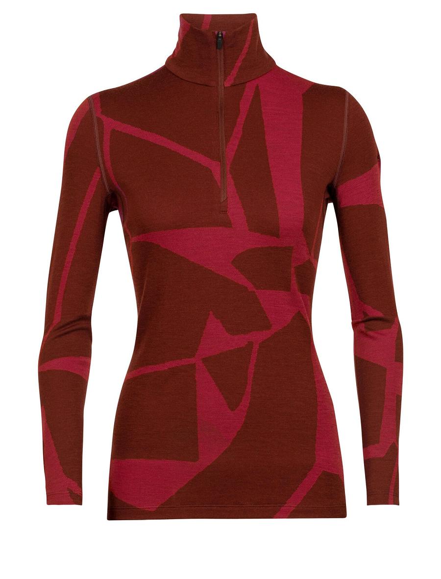 Icebreaker Merino 250 Vertex Long Sleeve Half Zip Thermal Top Fractured Landscapes Női Base Layers Rózsaszín | HU 1860AHKP